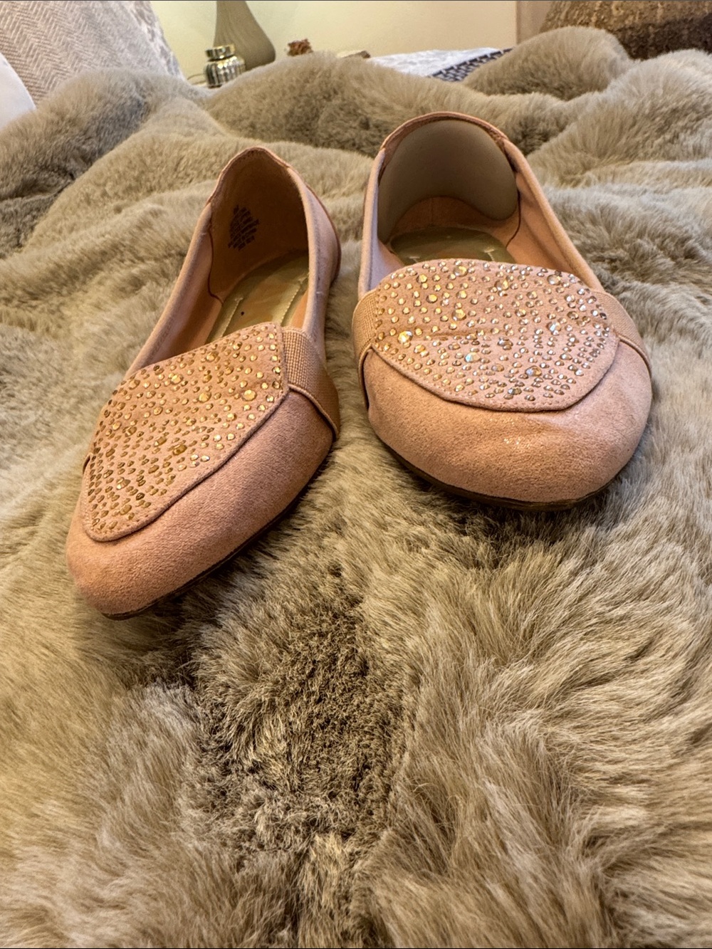 Anne Klein Pink Pointed Toe Flats with Stud Accents - Picture 5 of 11